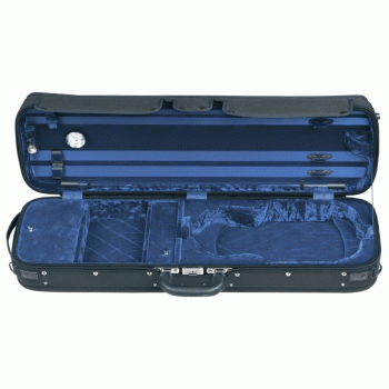 GEWA Violin Case, Atlanta, Oblong, 4/4, Black/Diamond-Pattern Blue