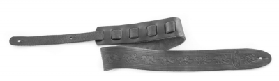 Ovation Guitar Premium Leather Strap Signature Leaf Black