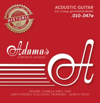 Adamas Acoustic Guitar String Set, Reissue Phosphor Bronze, 1616, XL 10-47, 12-String