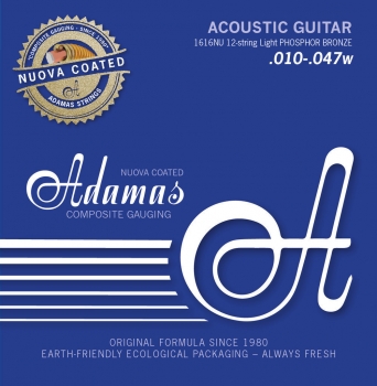 Adamas Acoustic Guitar String Set, Nuova phosphor bronze, 1616NU, L 10-47, 12-String