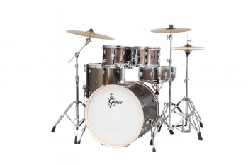 GE4E825 Gretsch Energy 5-pc Drum Kit, With Hardware, Cymbals, Grey Steel