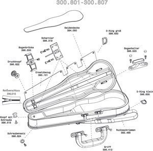Replacement Violin Case Cover, Shaped, Concerto, Black 4/4
