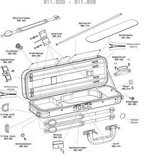 Replacement Violin Case Cover, Oblong Strato, Black 4/4