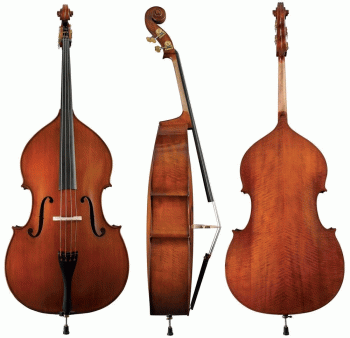 GEWA Bass, Premium Line, Solid Top, 4/4, Antiqued, Violin Shaped, Arched, Setup