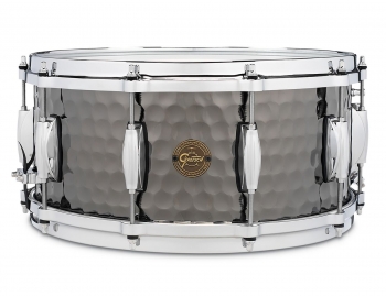 S1-6514 Gretsch Full Range 6.5x14" Metal Snare Drum, Hammered Black Steel