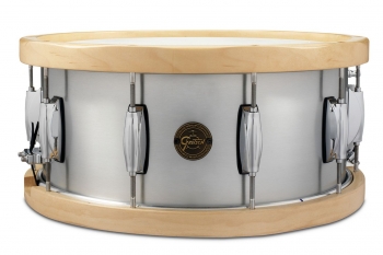 S1-6514A Gretsch Full Range 6.5x14" Metal Snare Drum w/Wood Hoop, Aluminum