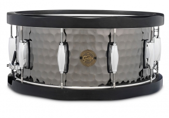 S1-6514WH Gretsch Full Range 6.5x14" Metal Snare Drum w/Wood Hoop, Hammered Black Steel