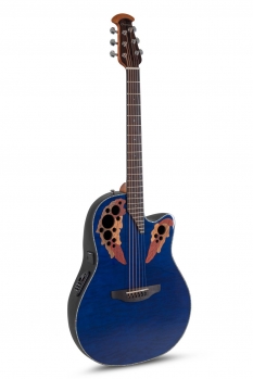 Ovation Celebrity Elite Plus E-Acoustic Guitar CE44P-8TQ, Blue Transparent Quilt
