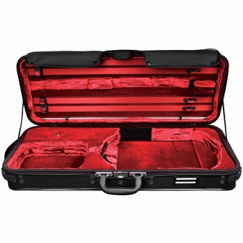 GEWA Viola Case, Strato Deluxe, Oblong, Adjustable 36-42.5cm Body, Black/Burgundy