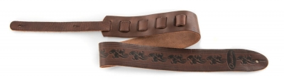 Ovation Guitar Premium Leather Strap Signature Leaf Chocolate