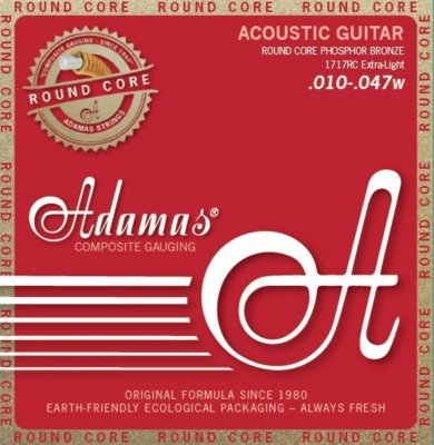 Adamas Acoustic Guitar String Set, Historic Reissue Phosphor Bronze Round Core, Extra-Light 10-47