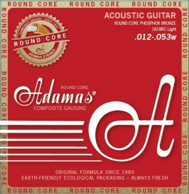 Adamas Acoustic Guitar String Set, Historic Reissue Phosphor Bronze Round Core, Light 12-53