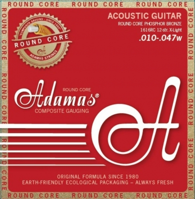 Adamas Acoustic Guitar String Set, Historic Reissue Phosphor Bronze Round Core, Light 10-47, 12-Stri