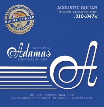 Adamas Acoustic Guitar String Set, Nuova phosphor bronze coated, Extra-Light 10-47