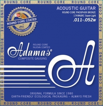 Adamas Acoustic Guitar String Set, Nuova Phosphor Bronze coated round core, Super-Light 11-52