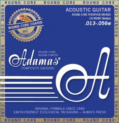 Adamas Acoustic Guitar String Set, Nuova Phosphor Bronze coated round core, Medium 13-56