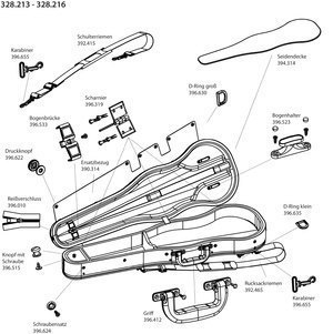 Replacement Viola Case Cover, Shaped Concerto/Maestro, Black (Specify Size)