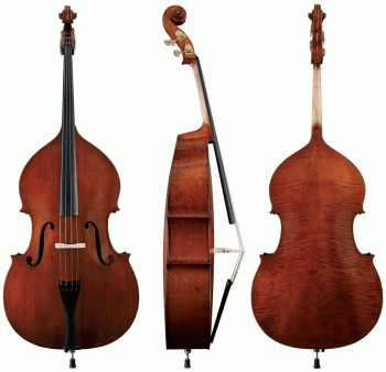 GEWA Bass, Premium Line, Fully Laminated, 3/4, Antiqued, Violin Shaped, Arched, Setup