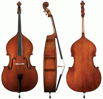 GEWA Bass, Premium Line, Solid Top, 1/2, Antiqued, Violin Shaped, Arched, Setup