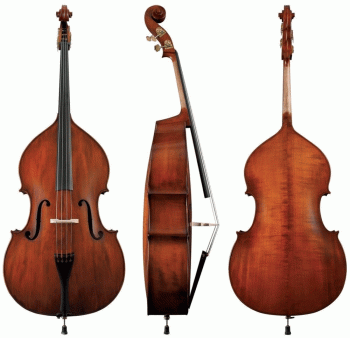 GEWA Bass, Premium Line, Fully Solid, 3/4, Antiqued, Violin Shaped, Arched, Setup