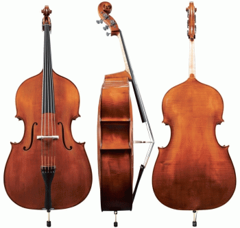 GEWA Bass, Rubner 68M, 3/4, Montagnana Model, Antiqued, Violin Shaped, Arched, Setup